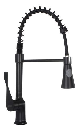 Torneira Cozinha Gourmet Preta Monocomando Misturador mola Acabamento Fosco Cor Preto