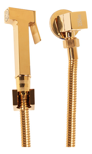 Ducha Higiênica Quadrada Luxo Metal Dourado Completa