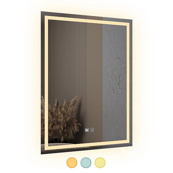 Espelho LED 3 Cores Banheiro Dual Touch c/ Desembaçador 110V