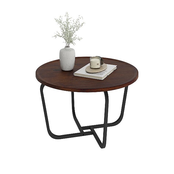 MESA DE CENTRO REDONDA SALA CANTO CARBON LUXO 60CM