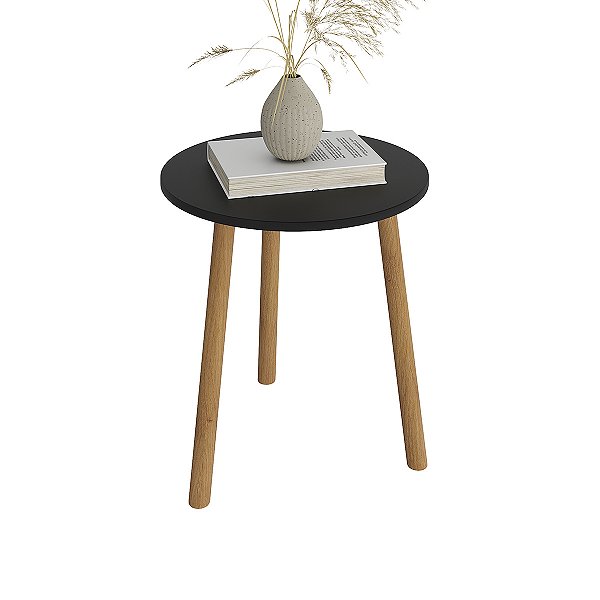 MESA DE CANTO REDONDA APOIO PES PALITO SALA LUXO - Preto