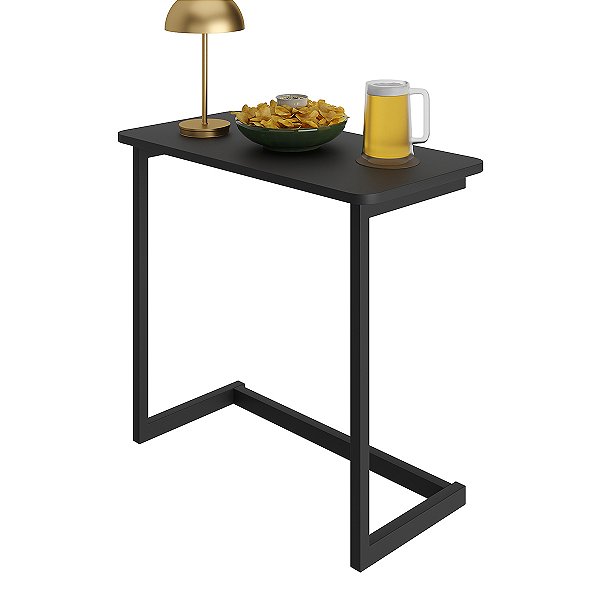 MESA DE APOIO SOFA SALA CANTO LUXO - PRETA