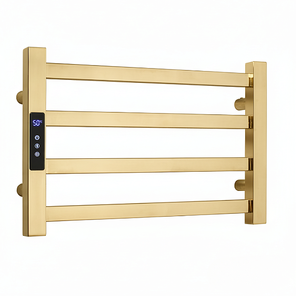 Toalheiro Elétrico Dourado Aço Inox Térmico Display Digital 30x45 110V