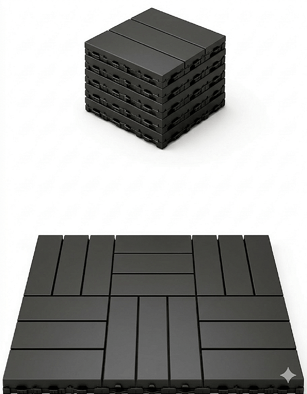 Kit 44 Peças Deck Modular Plástico 30x30 Quintal Piscina Box Cinza Liso