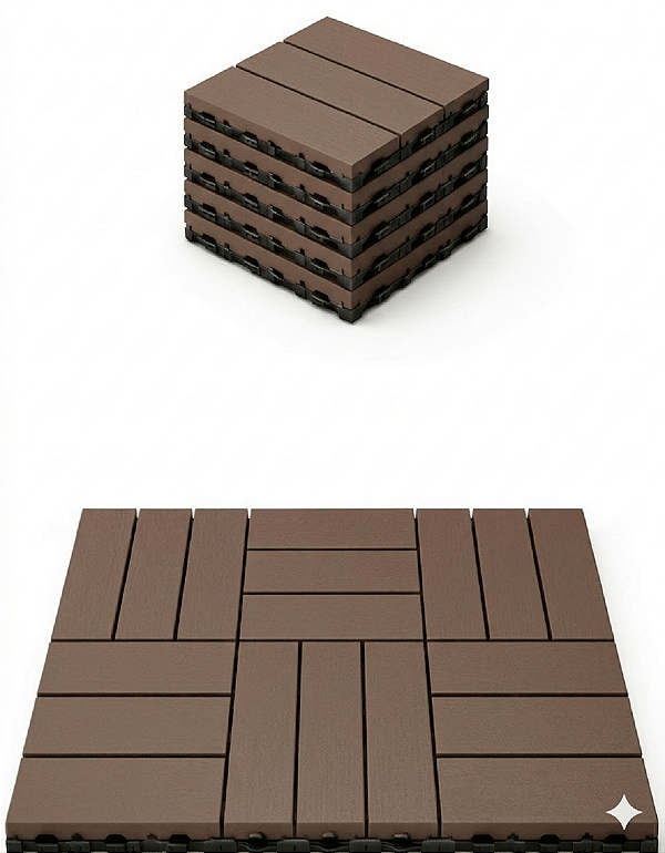 Kit 44 Peças Deck Modular Plástico 30x30 Quintal Piscina Box Madeira Liso