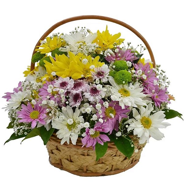 CESTA COM FLORES DO CAMPO