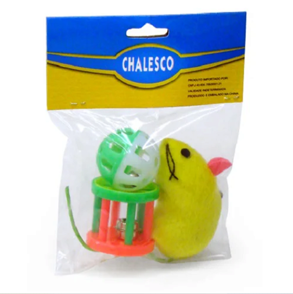Brinquedo Chalesco Para Gatos Rato, Bola e Sininho