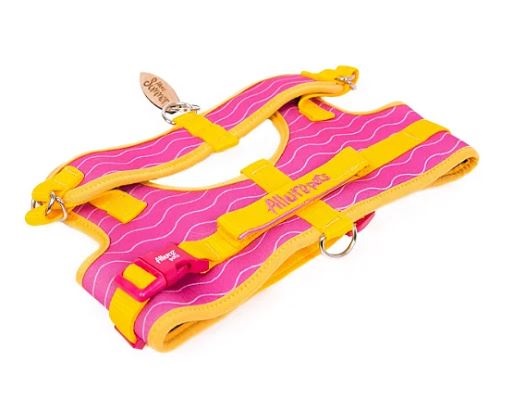 Kit Peitoral Colete Califórnia Pink Inverse + Guia Pink e Amarelo - Allure Pets