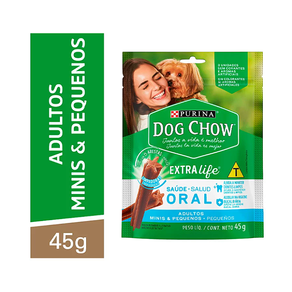 Petisco Purina Dog Chow Extra Life Saúde Oral para Cães de Porte Mini e Pequeno 45g