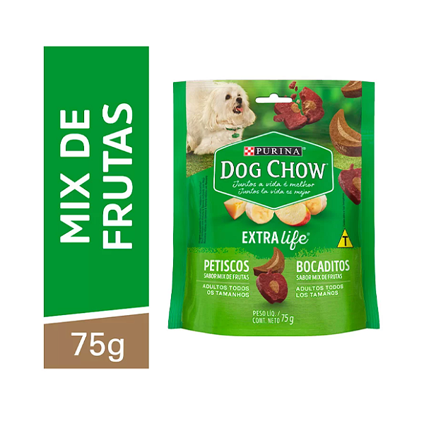 Petisco Dog Chow Extra Life para Cães Adultos Sabor Mix de Frutas 75g