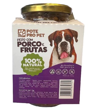 Alimento Natural Úmido para Cães Pote Pro Pet Porco com Frutas 520 g