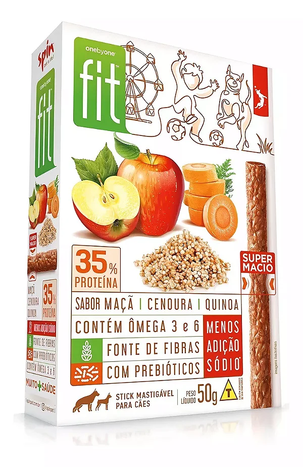 Petisco Spin Pet Onebyone Fit Stick Maçã Cenoura Quinoa  - 50g