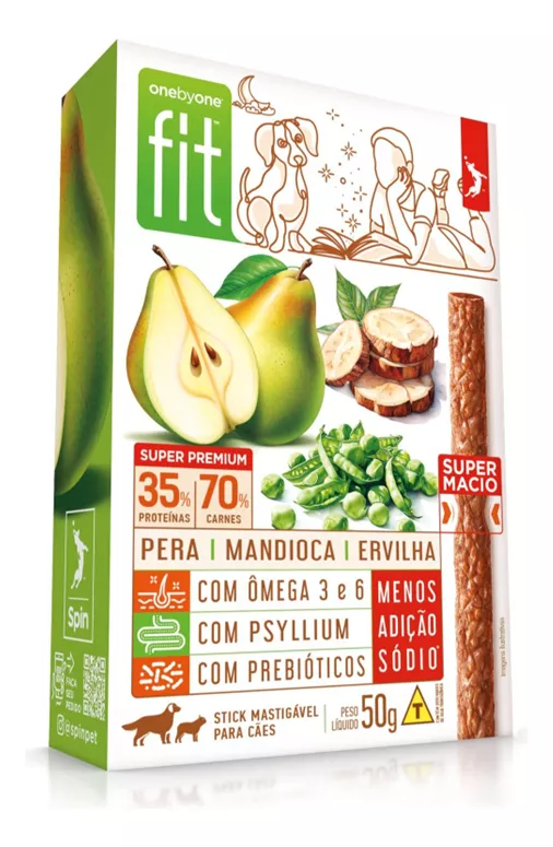 Petisco Spin Pet Onebyone Fit Stick Pera Mandioca e Ervilha - 50g