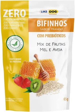 Petisco Saudável Zero - Sabor Frango com Mix de Frutas - Mel e Aveia