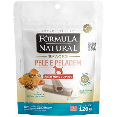 Snack Formula Natural Pele e Pelagem para Cães Porte Médio e Grande