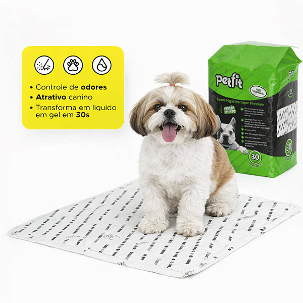 Tapete Higiênico Bamboo Carvão ativado - Super Premium 30 Unidades - Petfit - 60x80 cm