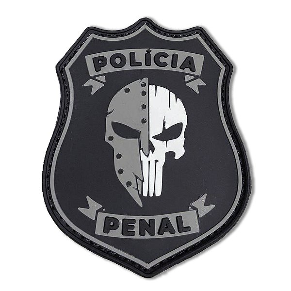 Patch Brasão Emborrachado Polícia Penal Elmo / Caveira