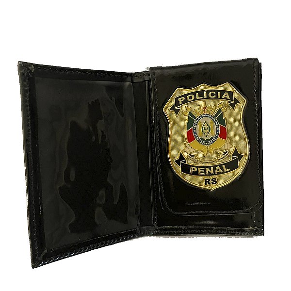 Carteira em couro da Polícia Penal RS