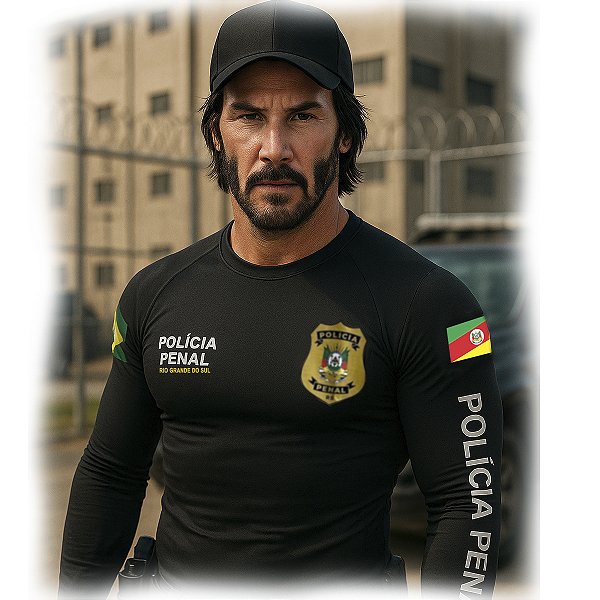 CAMISETA POLÍCIA PENAL RS – MANGA LONGA EM POLIVISCOSE