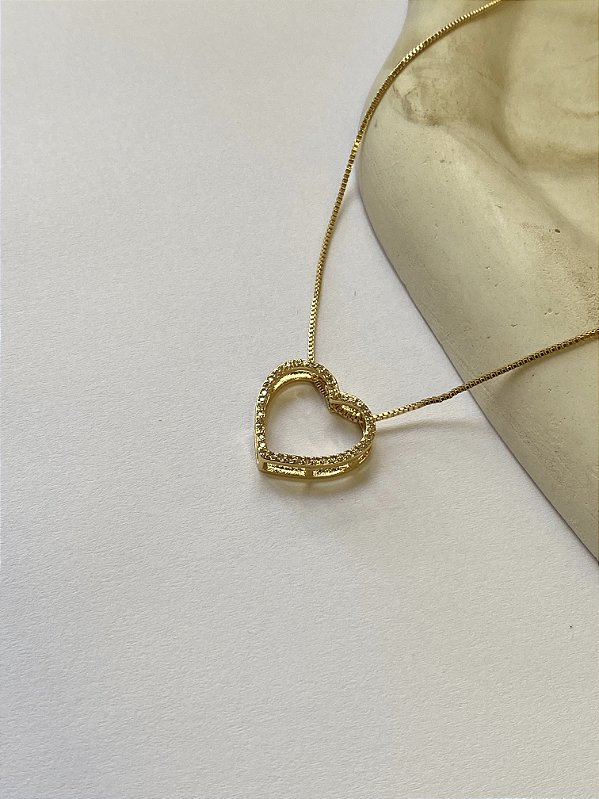 Colar Aura Do Coração Banho De Ouro 18k