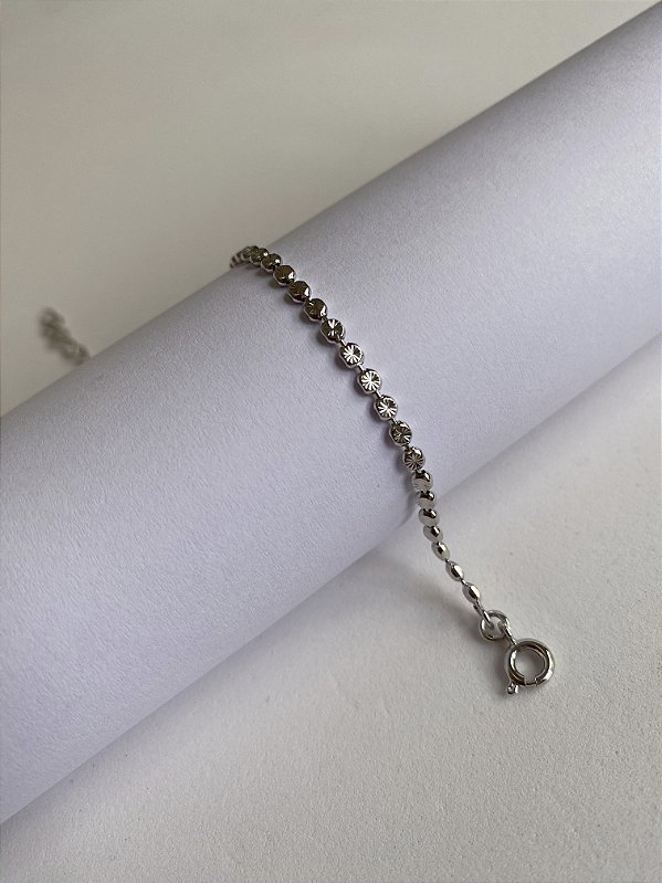 Pulseira Encanto Reluzente Banho De Ródio Branco