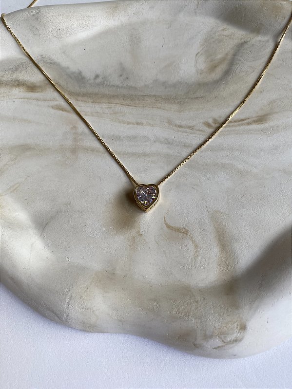 Colar Coração Celestial Banho De Ouro 18k