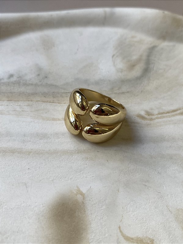 Anel 17 Duplo Encanto Banho de Ouro 18k