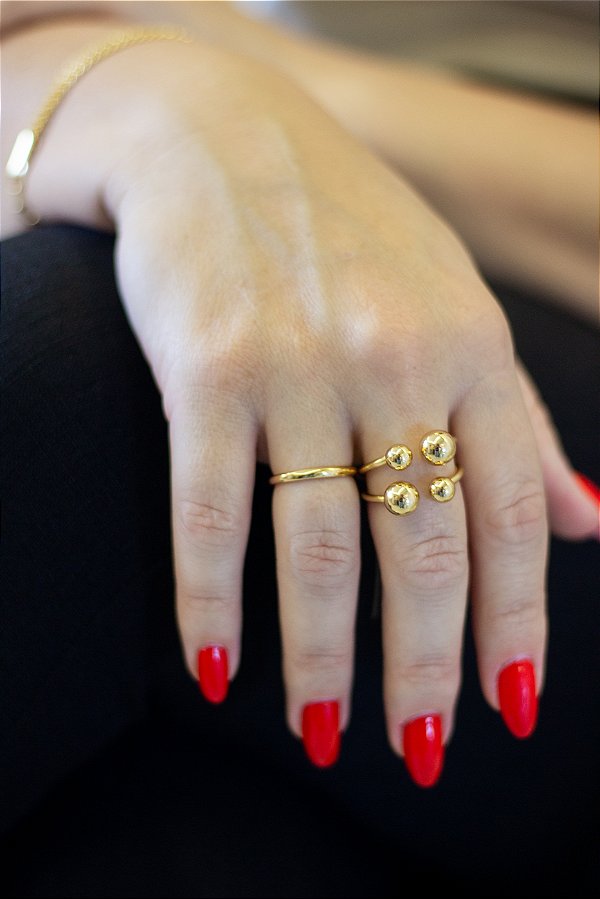 Anel 17 Esferas Divinas Banho de Ouro 18k