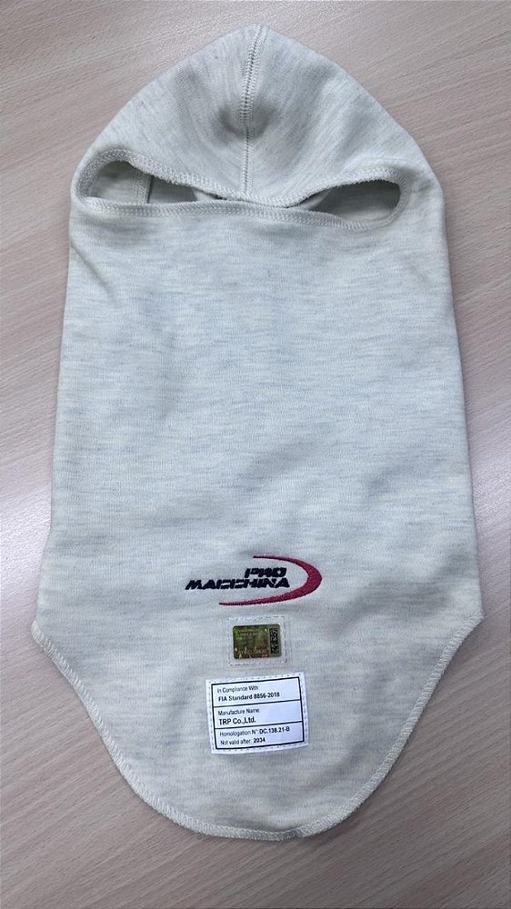 Balaclava para Automobilismo HOMOLOGAÇÃO FIA 8856/2018 em dupla camada ,material100% Nomex IIA cor OFFWHITE-HOMOLOGAÇÃO FIA 8856/2018