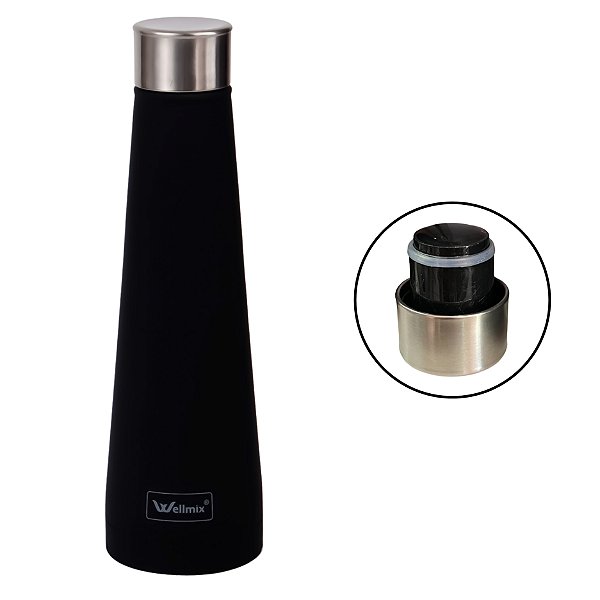 Garrafa Squeeze Térmica Inox Preta 400ml Treino WX11434