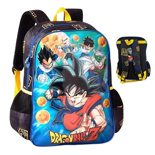 Mochila Infantil Escolar de Costas Dragon Ball Z Preta