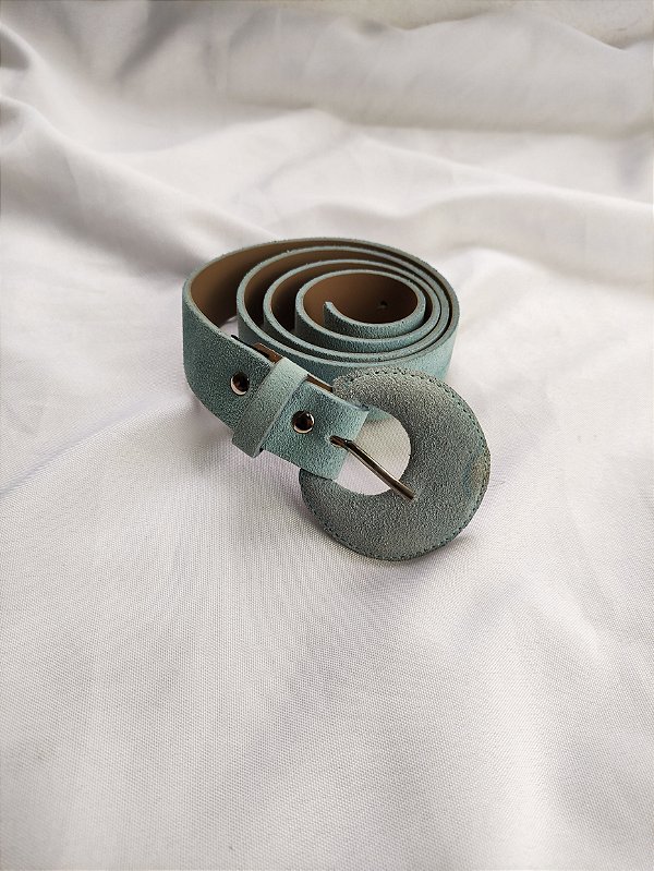 Cinto em couro verde claro-M