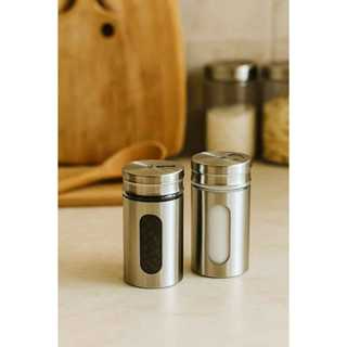 Saleiro e Pimenteiro Organizador de Cozinha Inox com Visor