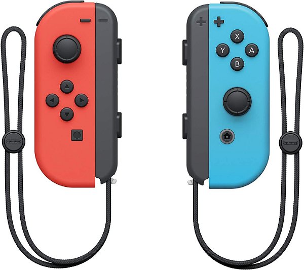 Controle Nintendo Switch Joy-Con - Esquerdo e Direito - Azul Neon e Vermelho Neon