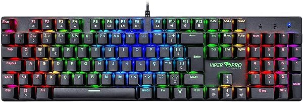 Teclado Mecânico Gamer Viper Pro Mamba Switch Azul RGB
