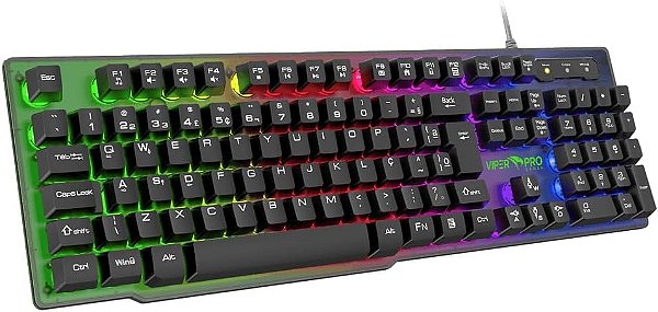 Teclado Gamer Viper PRO Semi Mecanico RGB Naja - 408 Preto Bivolt