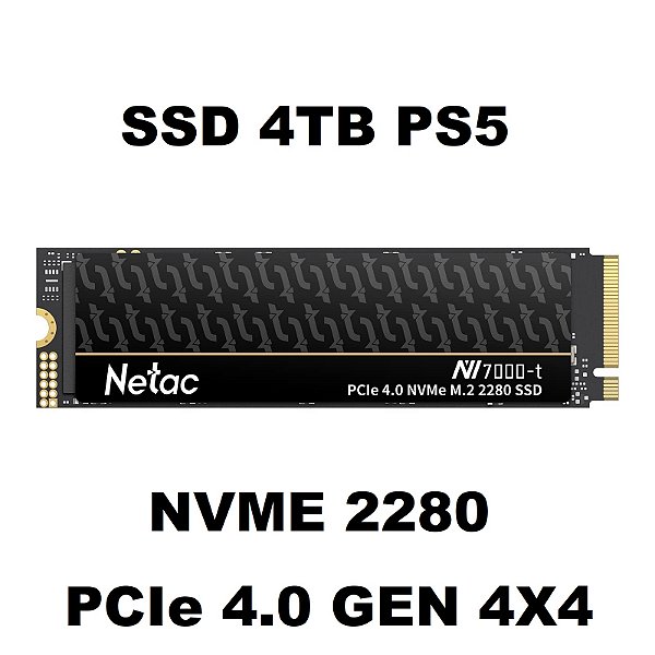 Disco Sólido Interno Netac 4tb SSD NVME 4TB - PS5 - PC - NOTEBOOK