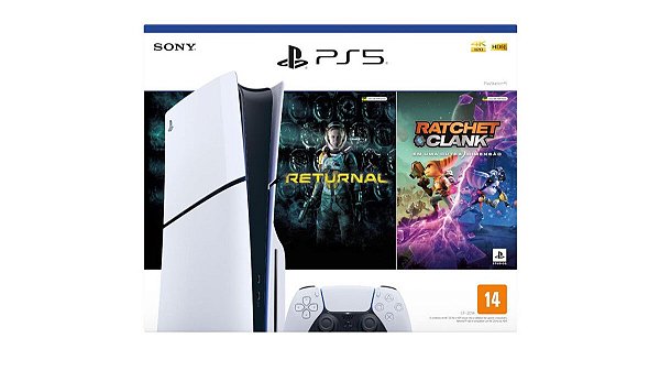 Playstation 5 Slim 1tb Bundle 2 Jogos Ratchet And Clank e Returnal Mídia Física - PS5 Slim Com Leitor