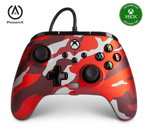 Controle PowerA Enhanced  Xbox One - Series X|S - PC - Metallic Red Camo