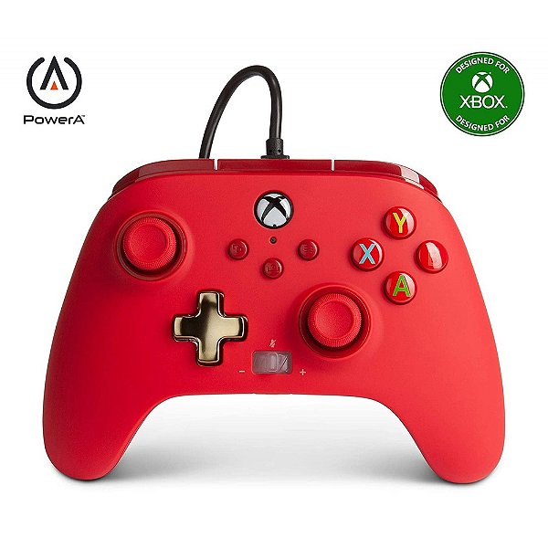Controle PowerA Enhanced  Xbox One - Series X|S - PC - Red - Vermelho