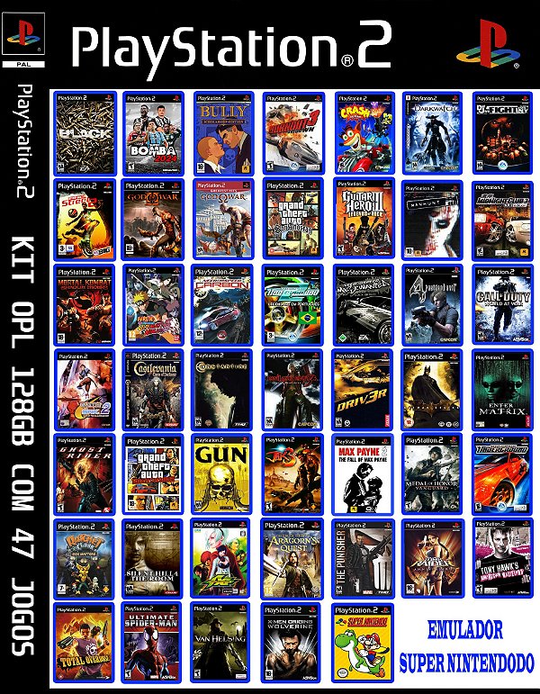 Kit OPL Para Playstation 2 - Kit Opl PS2 Pen Drive 128gb Com 47 Jogos