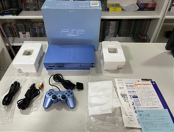 Console Sony Playstation 2 Edição Aqua Blue - PS2 FAT Aqua