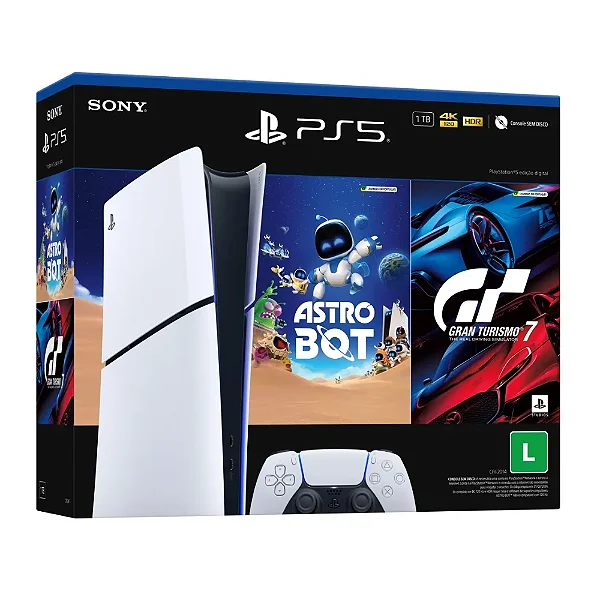 Console Sony Playstation 5 Slim Digital Edition Bundle 2 Jogos Astro Bot + Gran Turismo 7 - PS5 Slim Digital