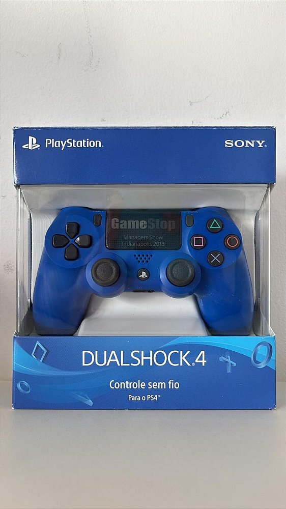 Controle PS4 Sem Fio Dualshock 4 Azul Edição GameStop 2018 (Usado)