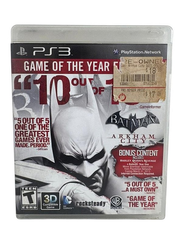 Batman Arkham City Game Of The Year Edition PS3 Mídia Física (Usado)