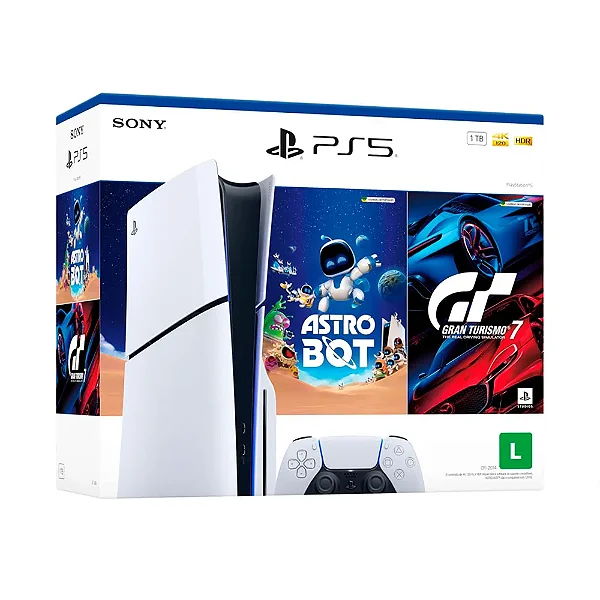 Console Sony Playstation 5 Slim Bundle 2 Jogos Astro Bot + Gran Turismo 7 - PS5 Slim Com Leitor