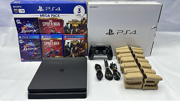 Console Playstation 4 Slim MegaPack 3 Jogos - PS4 Slim 1TB Seminovo