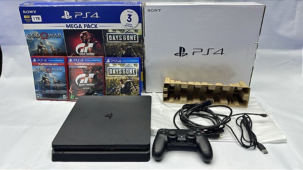 Console Playstation 4 Slim MegaPack 3 Jogos - PS4 Slim 1TB Seminovo