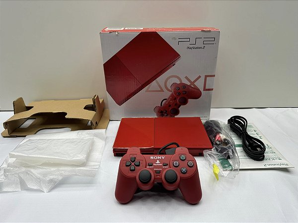 Console Playstation 2 Slim Cinnabar Red SCPH - 90000 - PS2 Slim