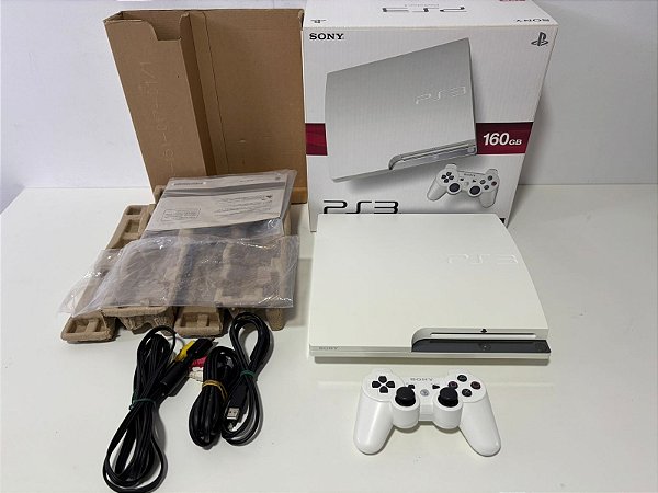 Console Sony Playstation 3 Slim Ceramic White CIB - PS3 Slim